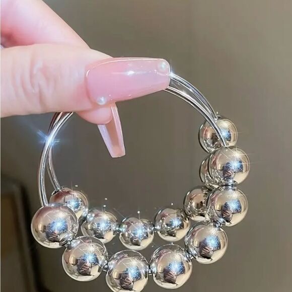 🩶 NEW Bohemian style silver ball hoops 🩶 - Picture 4 of 5